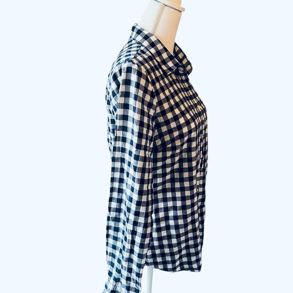 Classic J. Crew, Navy & White Checkered Women's Top, Size Medium - Picture 4 of 9